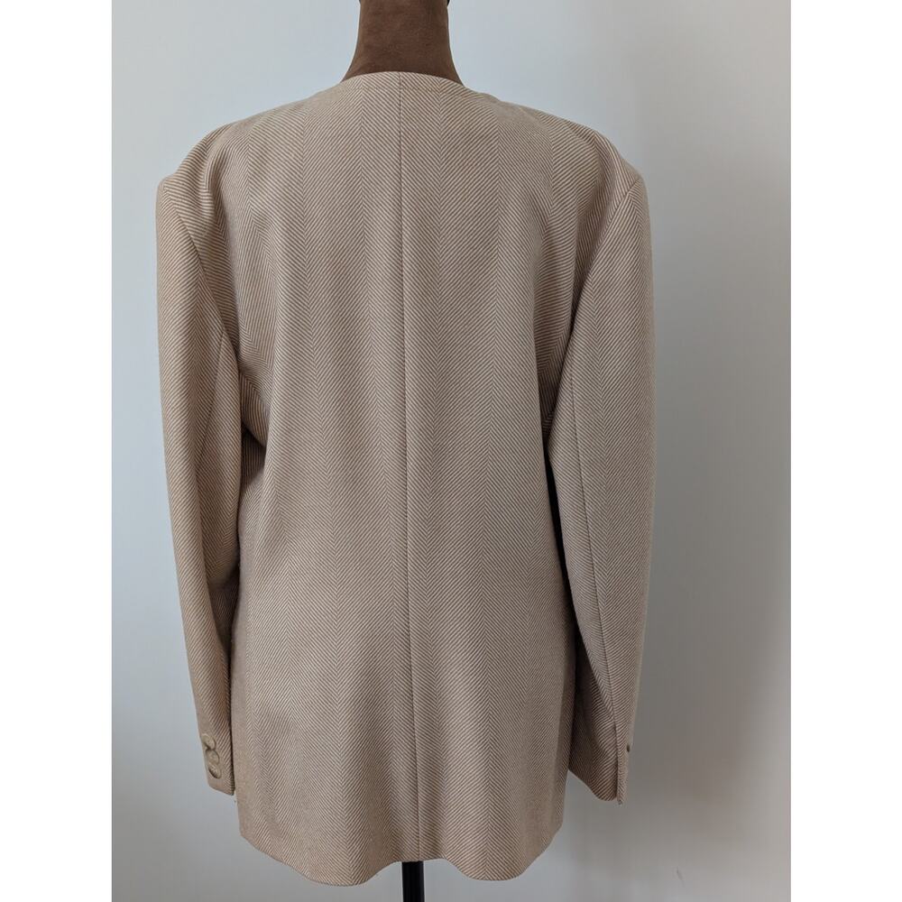 PAUL COSTELLOE Vtg 100% Irish Wool Herringbone Blazer Princess Diana Era US10 - Picture 7 of 16